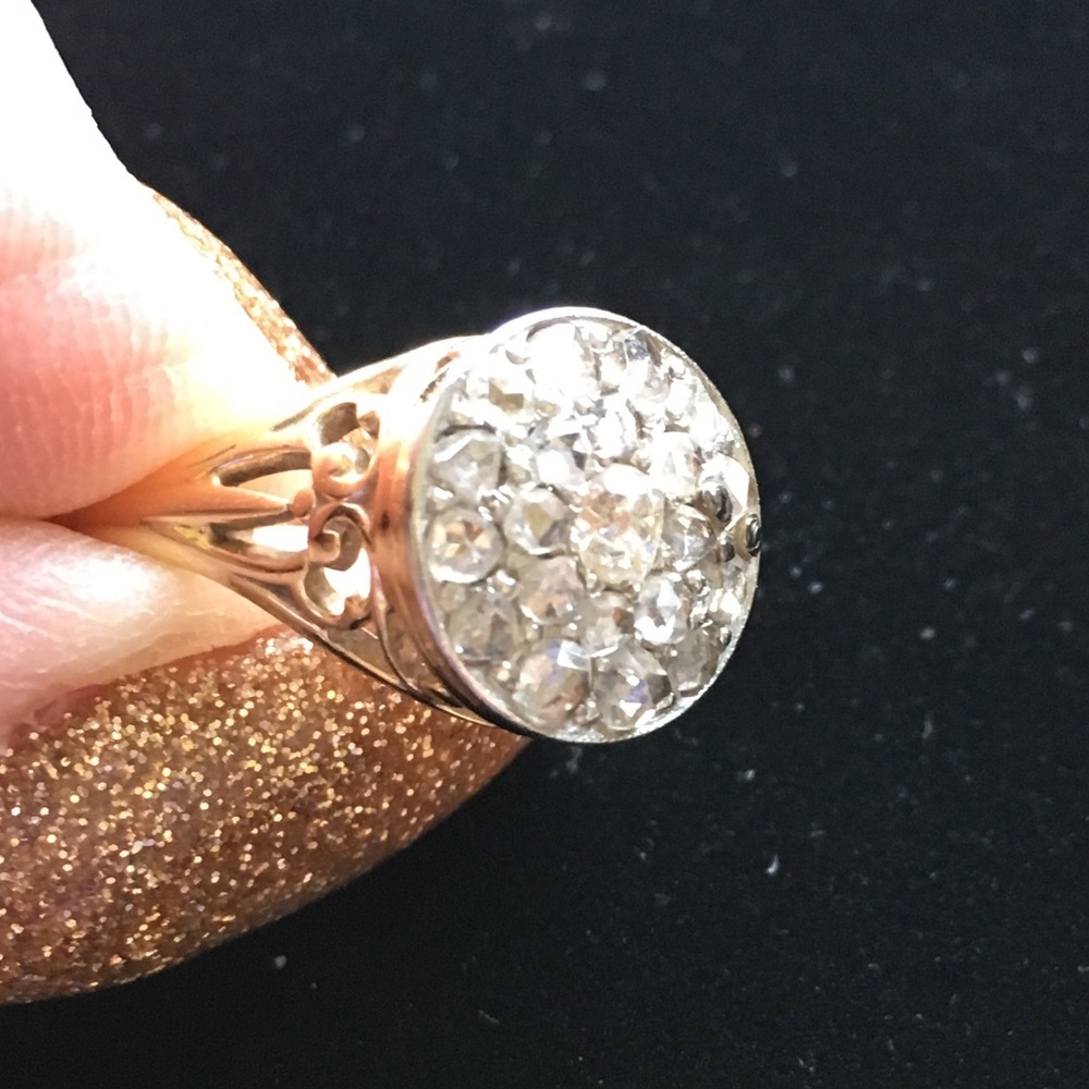 Antique 1 ct Natural Diamond European Cut Ring 14k